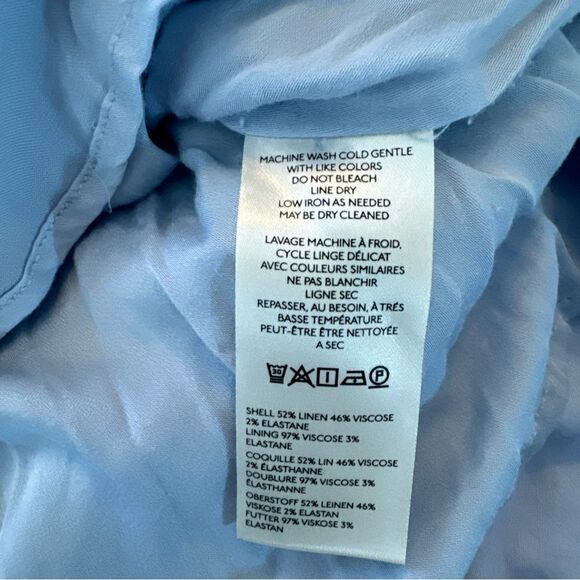 Anthropologie The Linen Maya Ruched Cowl-Neck Dress: Mini Edition Blue Large - Picture 7 of 11